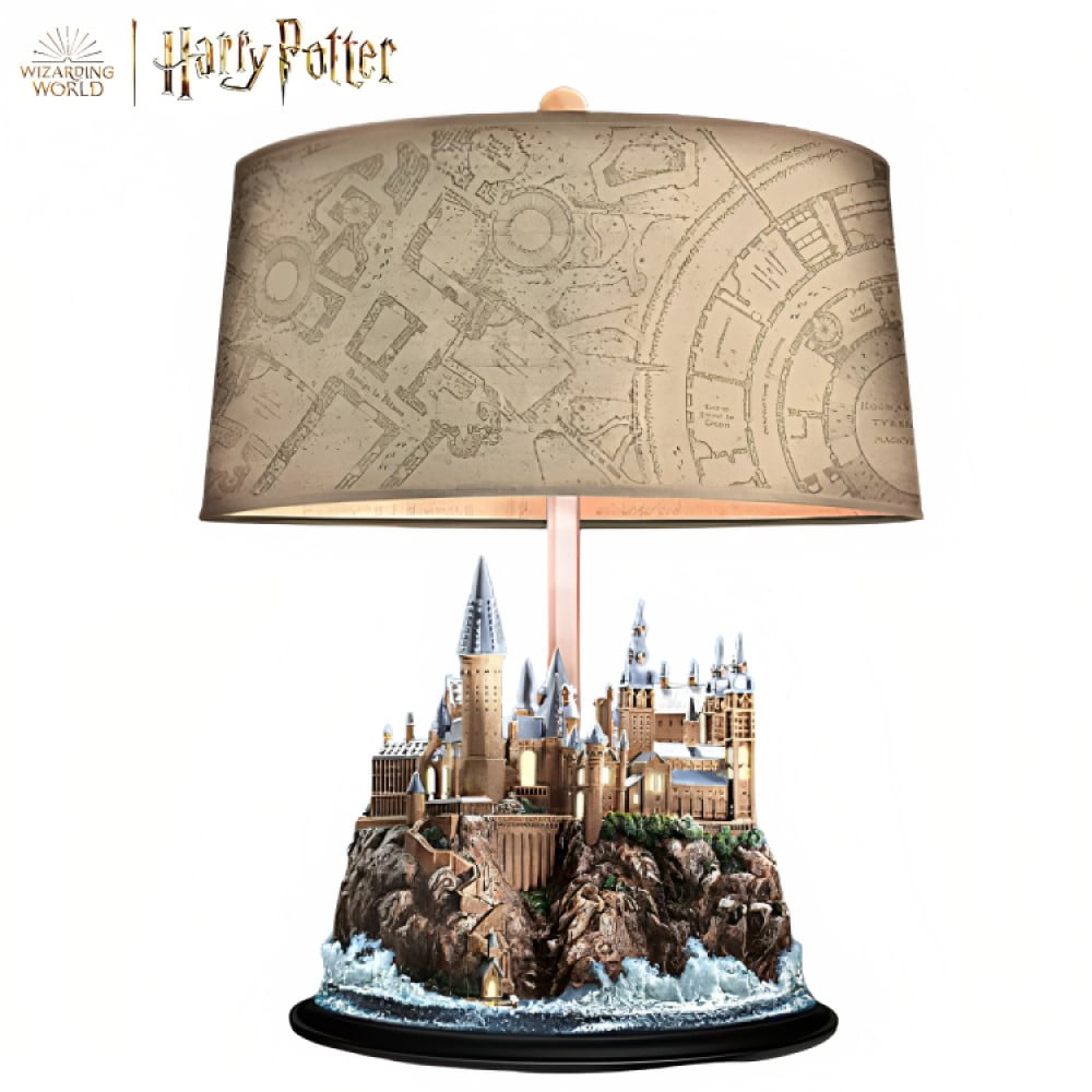 Bradford Exchange Harry Potter Hogwarts Table Lamp with White Fabric Shade