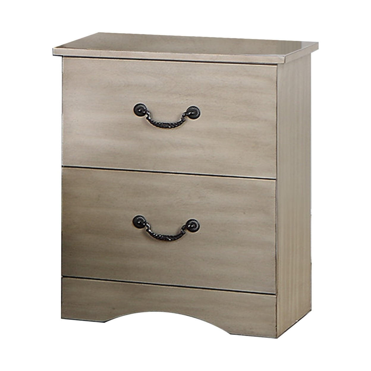 27 in. Bran Pine Wood Grains Modern 2 Drawer Nightstand, Light Brown