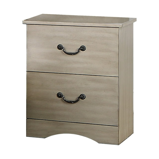 27 in. Bran Pine Wood Grains Modern 2 Drawer Nightstand, Light Brown