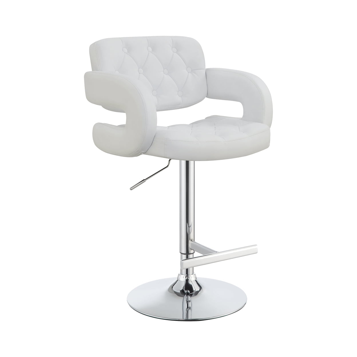 Coaster Contemporary Faux Leather Adjustable Bar Stool in White