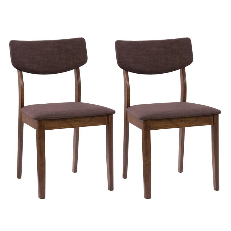 Set of 2 Branson Wood Dining Chairs Walnut Stain - CorLiving