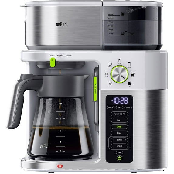 Braun 10-Cup MultiServe SCA Certified Coffee Maker with Internal Water Spout and Glass Carafe in White