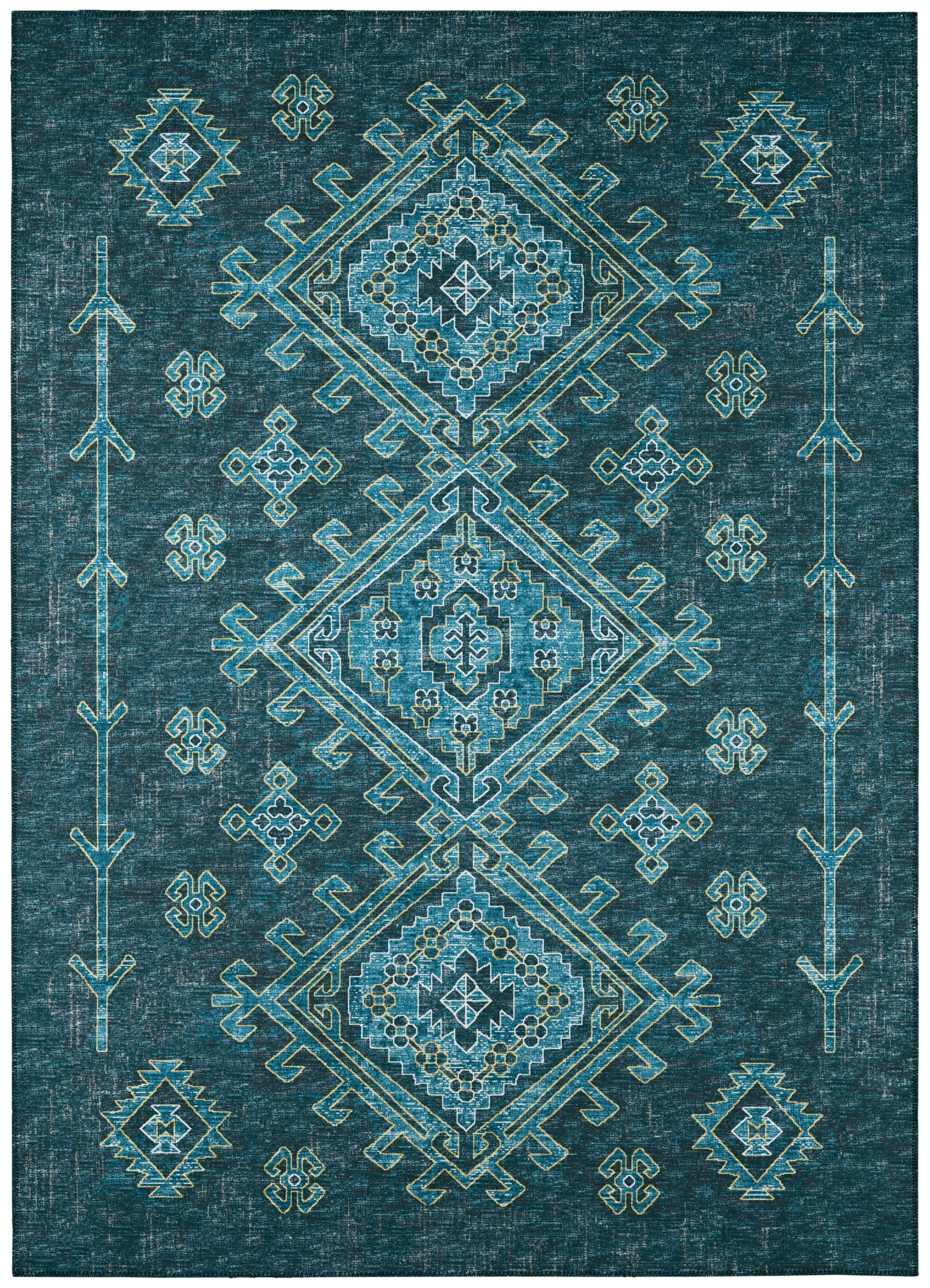 Bravado Indoor/Outdoor Blue Southwest 3' x 5' Non-Skid Area Rug