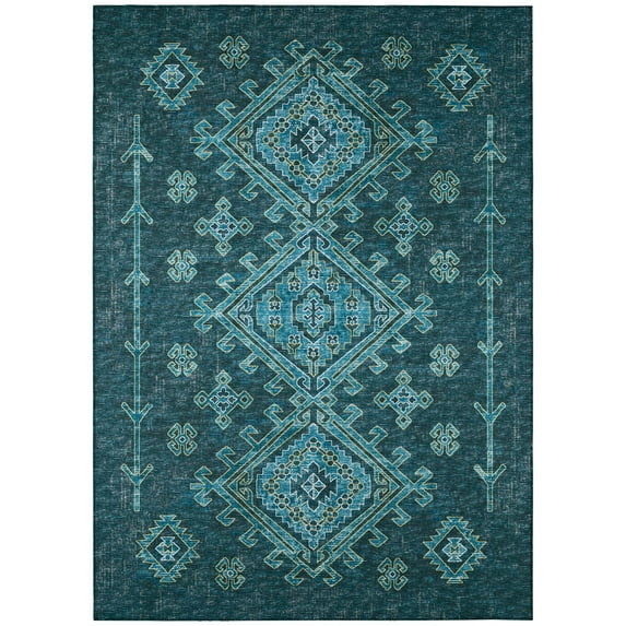 Bravado Indoor/Outdoor Blue Southwest 3' x 5' Non-Skid Area Rug
