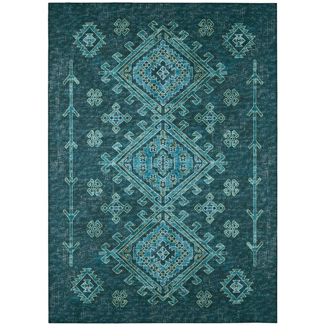 Bravado Indoor/Outdoor Blue Southwest 3' x 5' Non-Skid Area Rug