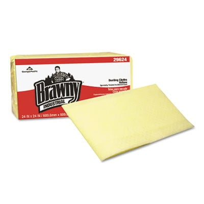 Brawny Industrial Dusting Cloths, Quarterfold, 24X24, Yellow, 50/Pk, 4/Ct