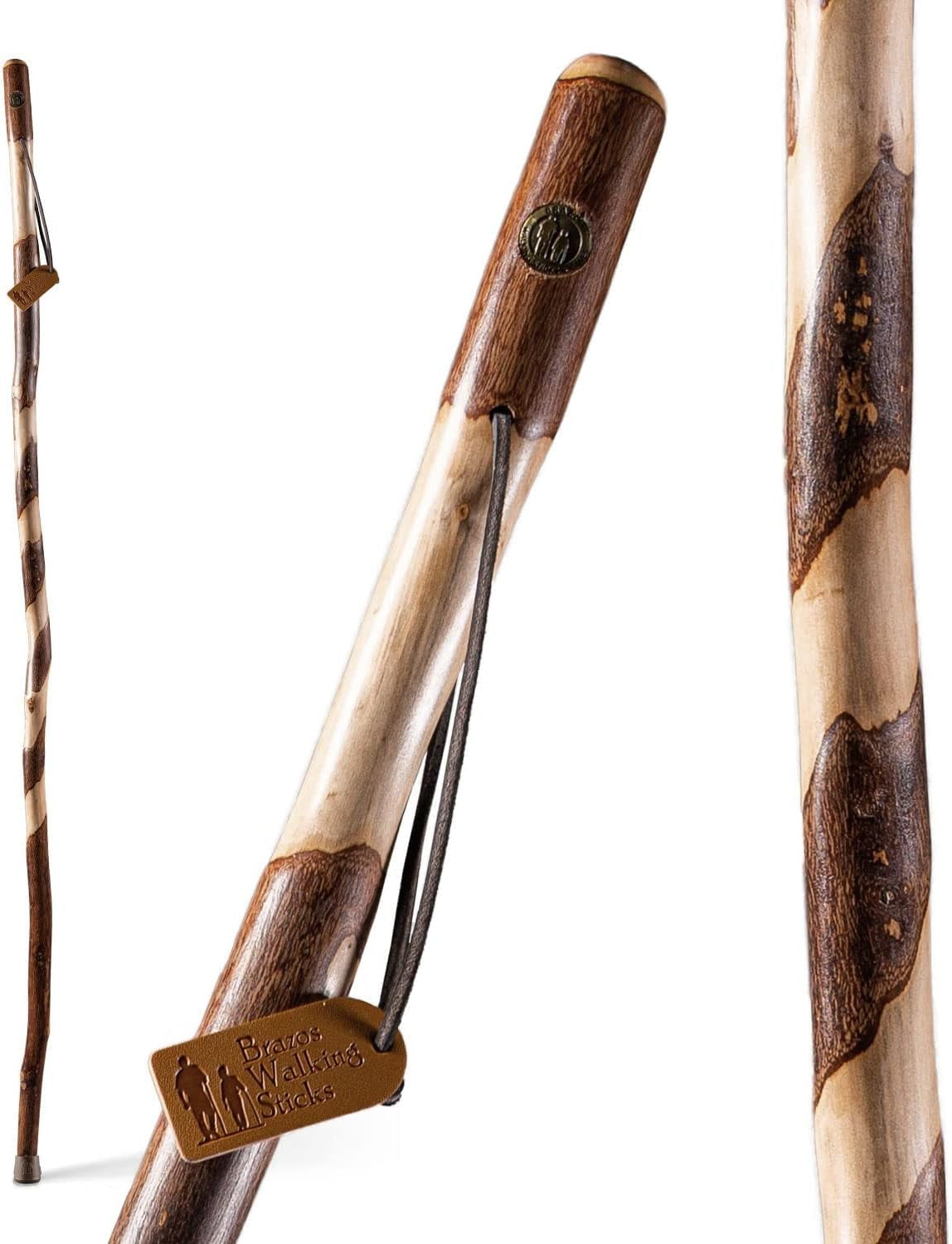 Brazos Twisted Sassafras Wood T-Handle Cane 37 Inch Height