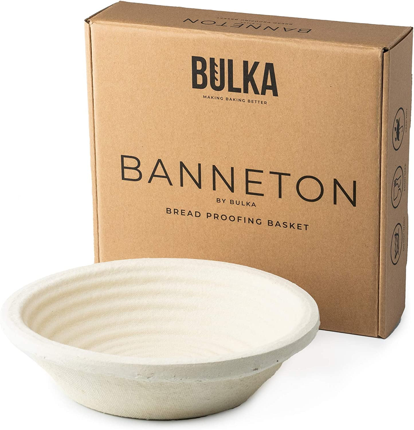 Bread Proofing Basket Spruce Wood Pulp Round 9" Groove, Sourdough Bread Baking Supplies Brotform - Non-Stick Dough Proofing Bowl, Gifts for Bakers, Made in Germany.