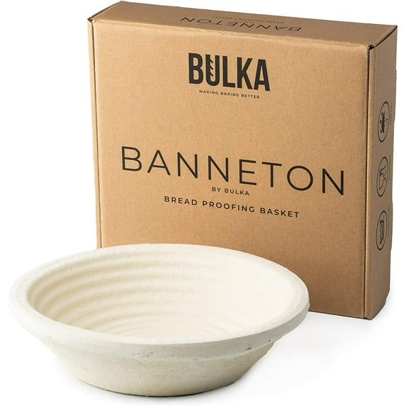 Bread Proofing Basket Spruce Wood Pulp Round 9" Groove, Sourdough Bread Baking Supplies Brotform - Non-Stick Dough Proofing Bowl, Gifts for Bakers, Made in Germany.