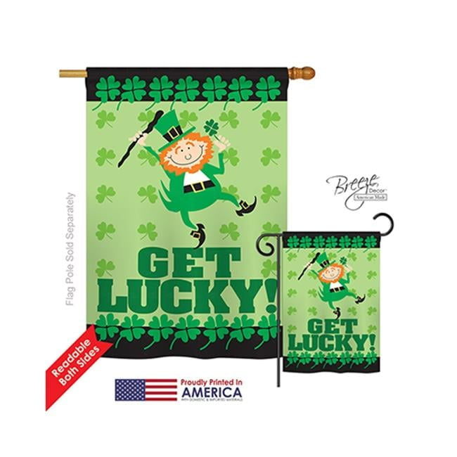 Breeze Decor 02028 St Pats Get Lucky 2-Sided Vertical Impression House Flag - 28 x 40 in.