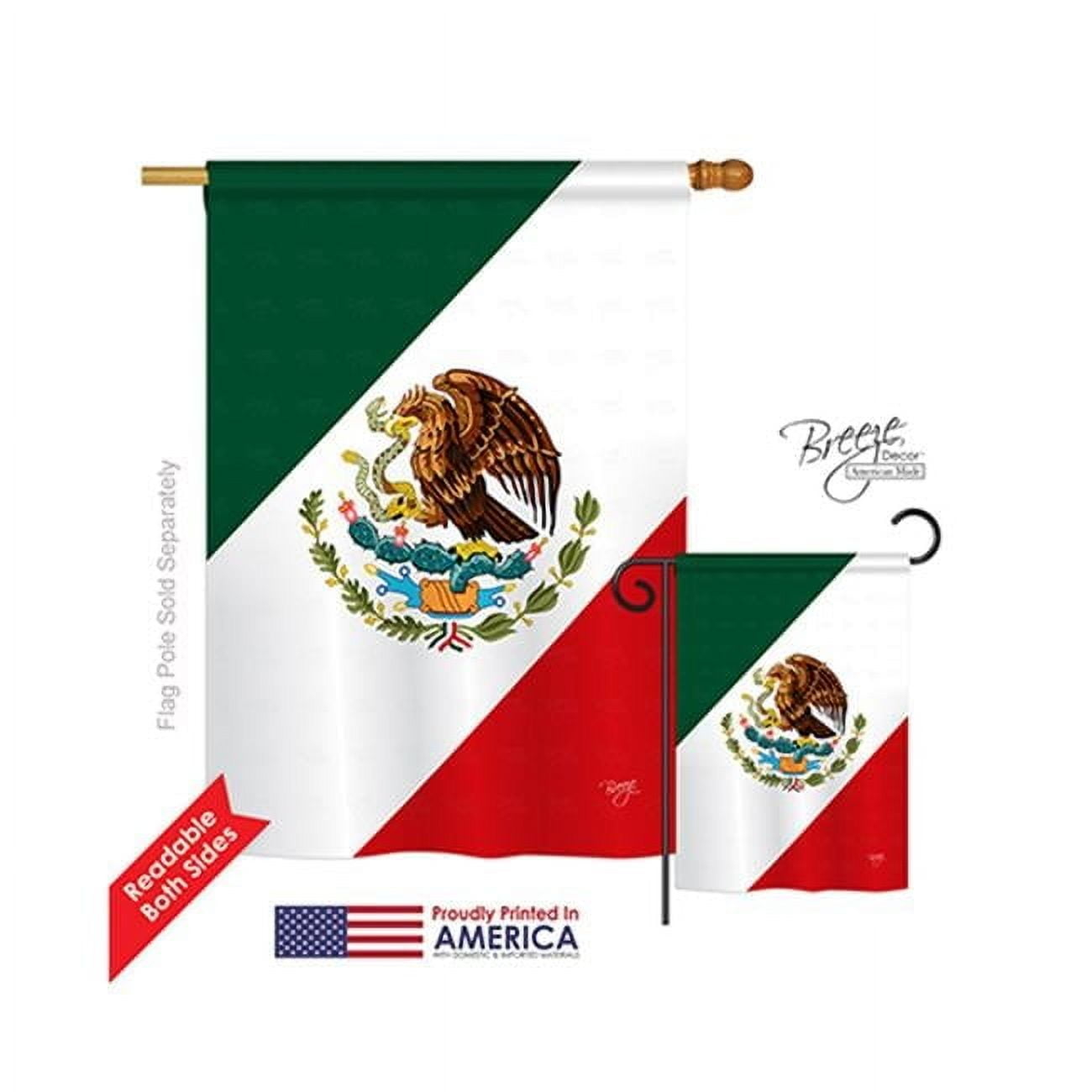 Breeze Decor 08019 Mexico 2-Sided Vertical Impression House Flag - 28 x 40 in.