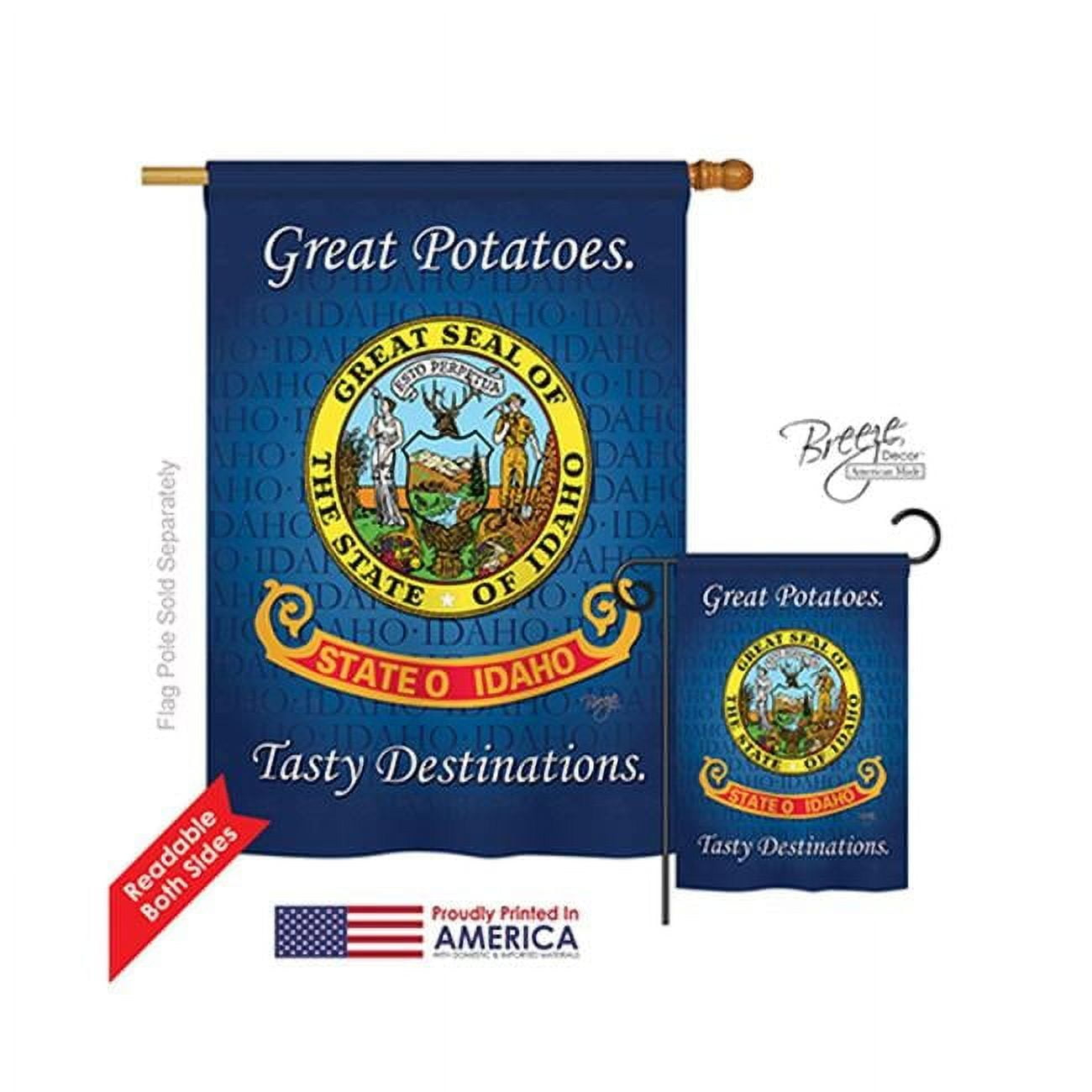Breeze Decor 08140 States Idaho 2-Sided Vertical Impression House Flag - 28 x 40 in.