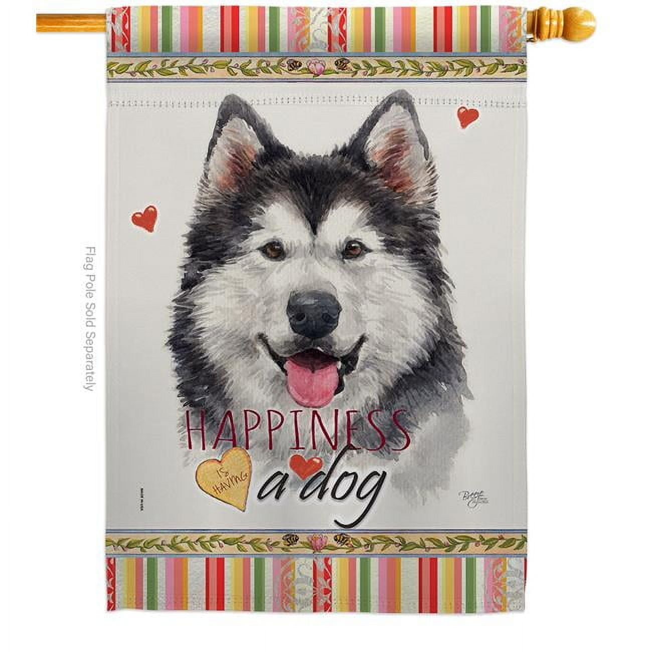 Breeze Decor  28 x 40 in. Dog Siberian Husky Happiness Double-Sided Decorative Vertical House Flag