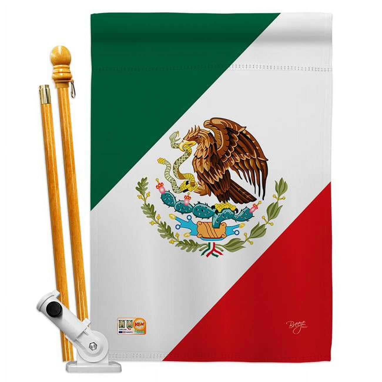 Breeze Decor 08019 Mexico 2-Sided Vertical Impression House Flag - 28 x 40 in.