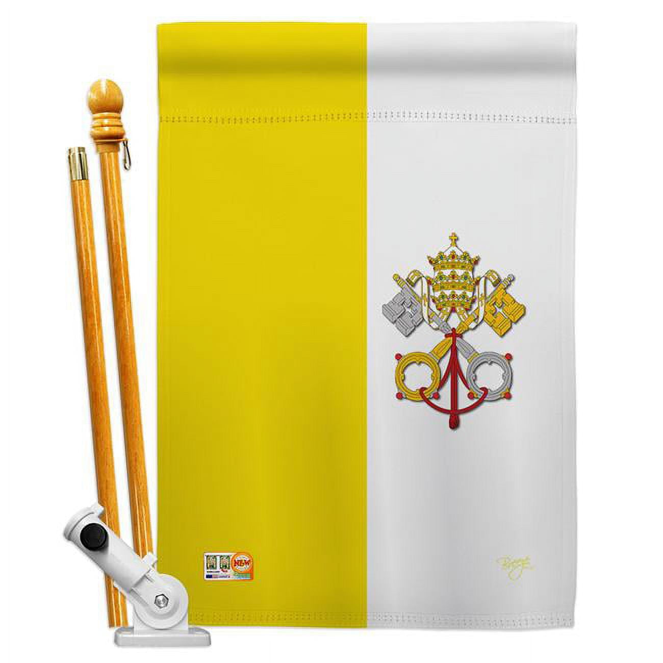 Breeze Decor 08106 Vatican City 2-Sided Vertical Impression House Flag - 28 x 40 in.