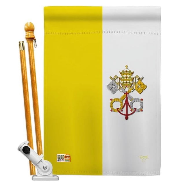 Breeze Decor 08106 Vatican City 2-Sided Vertical Impression House Flag - 28 x 40 in.