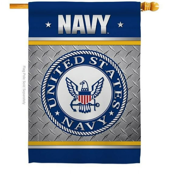 Breeze Decor H108422-BO US Navy House Flag Armed Forces 28 x 40 in. Double-Sided Decorative Vertical Flags for Decoration Banner Garden Yard Gift