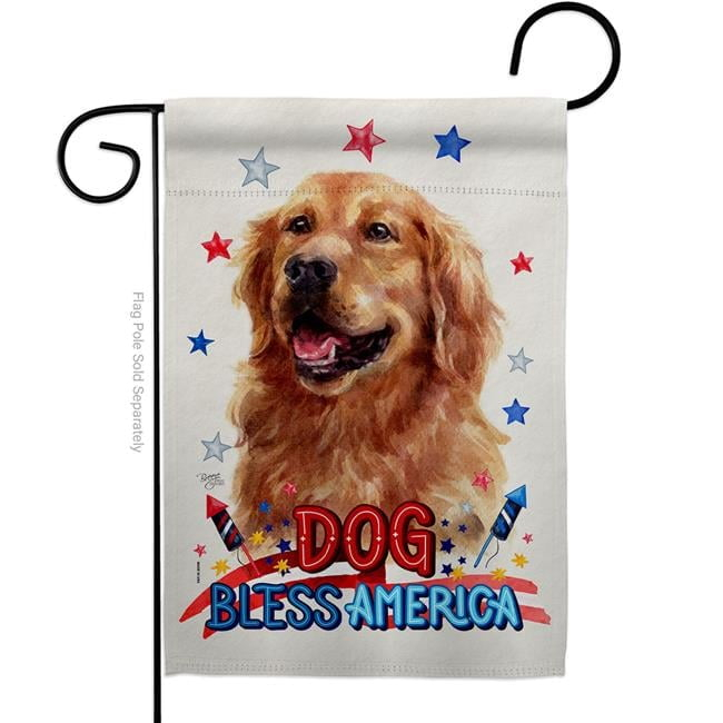 Breeze Decor  Patriotic Dark Golden Retriever Animals Dog 13 x 18.5 in. Double-Sided Decorative Vertical Garden Flags for House Decoration Banner Yard Gift