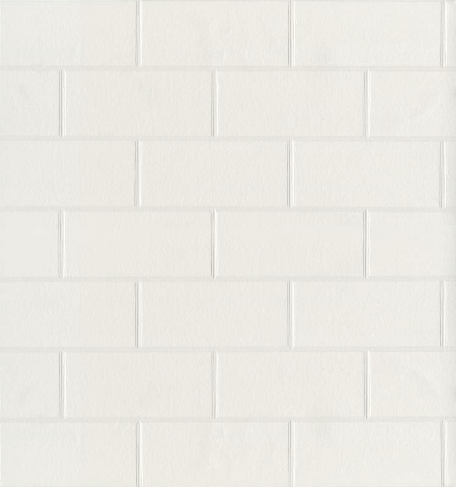 Brewster Bettina White Paintable Subway Tile Wallpaper