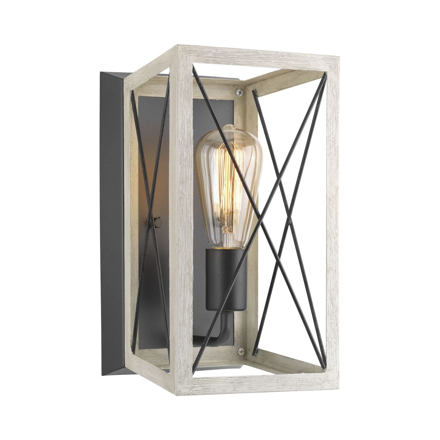 Progress Lighting, Briarwood, 1-Light Wall Sconce, Graphite, Faux Wood, Collection: Briarwood 1-Light Wall Sconce