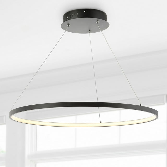 Brice 23.75″ Modern Contemporary Iron Integrated LED Pendant, Matt Black