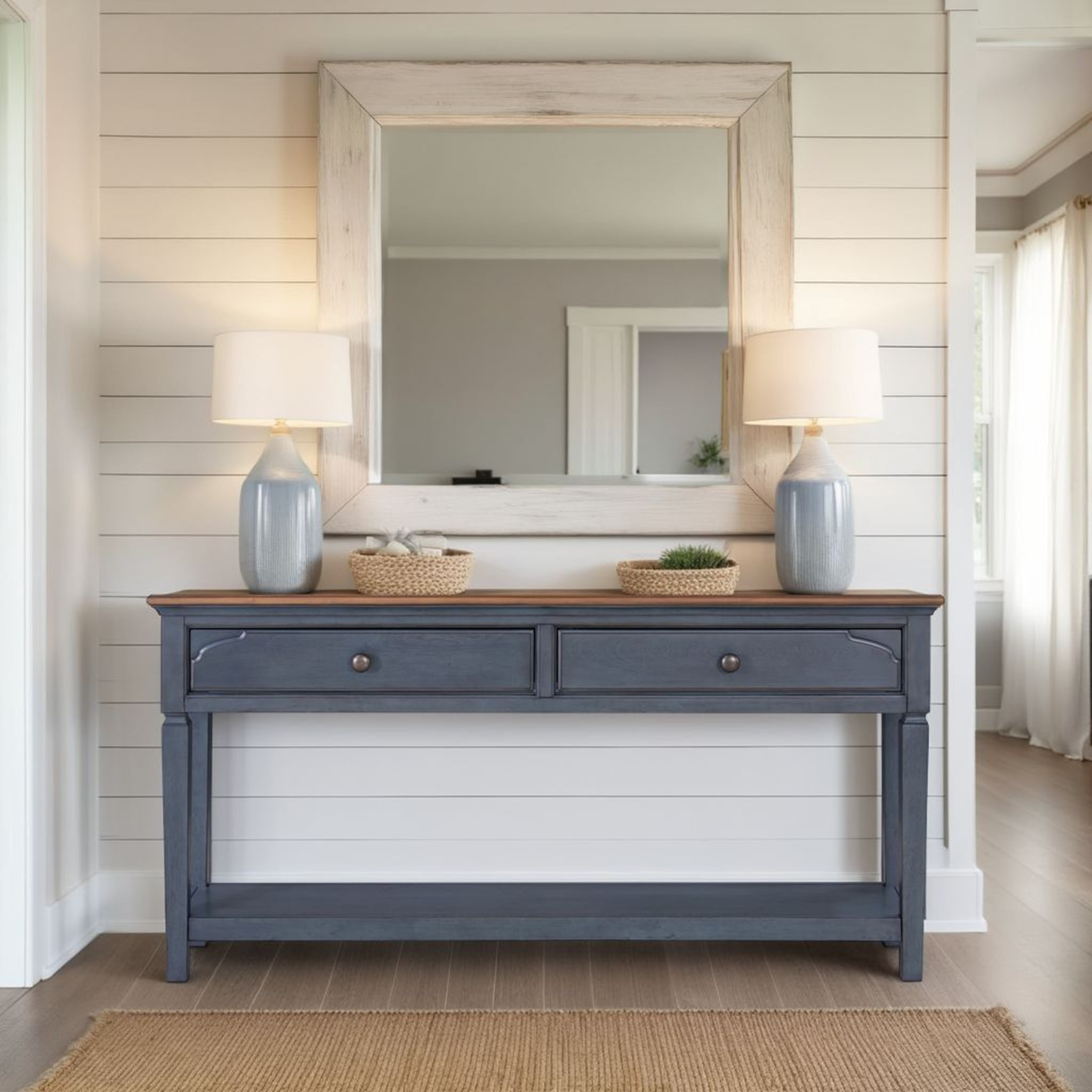 Bridgevine Home Americana 60 inch Sofa Table, No Assembly Required, Corduroy Blue Finish