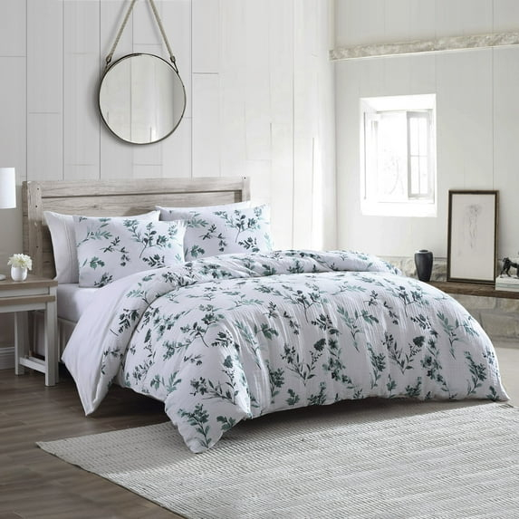 Cotton Percale Floral Comforter Set