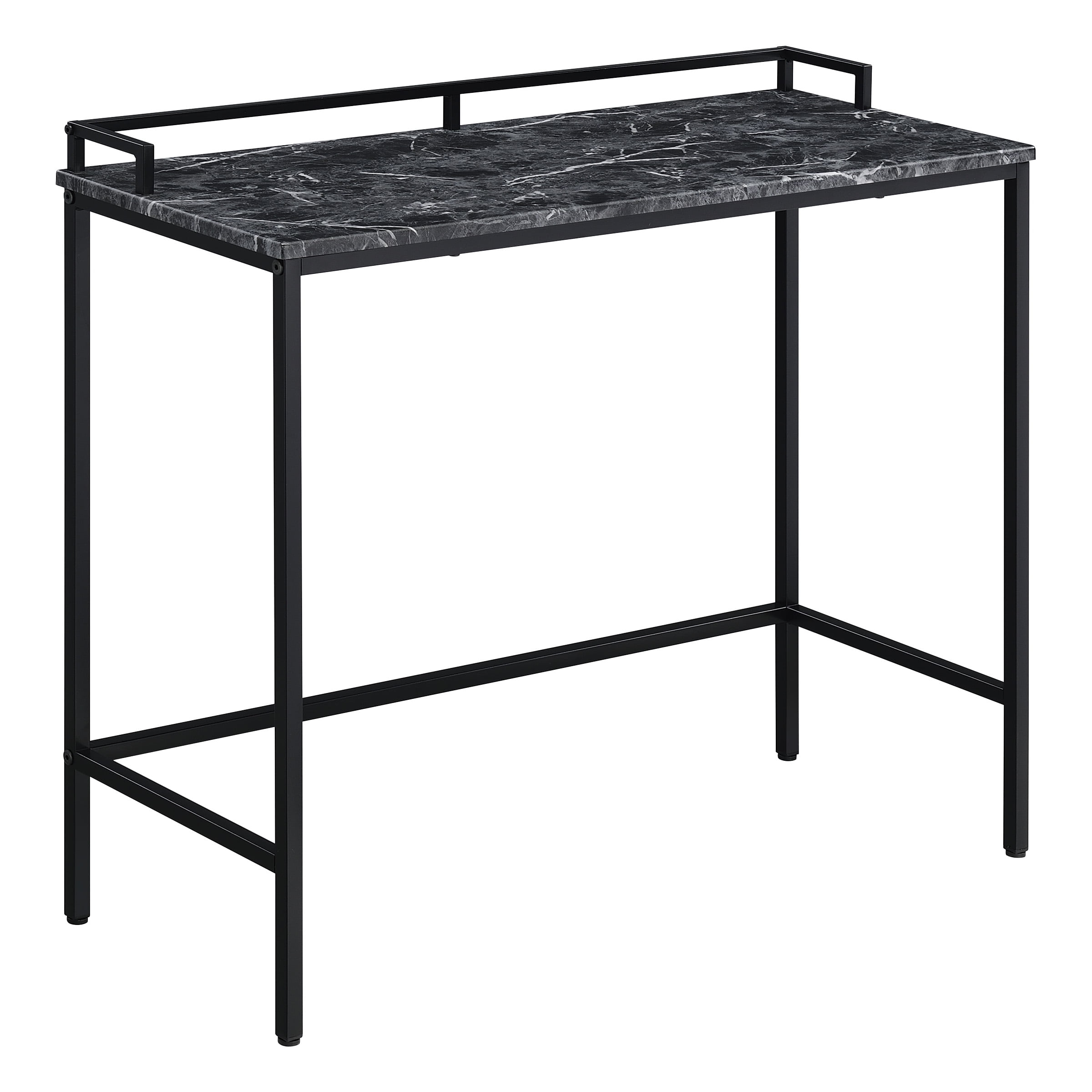 Brighton Console Table in Black Marble Engineered Wood Top and Black Frame