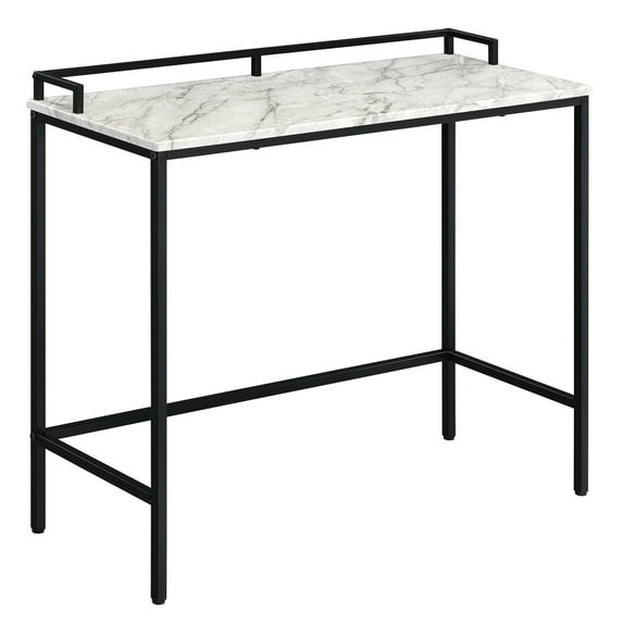 Brighton Console Table in Faux White Marble Engineered Wood Top and Black Frame