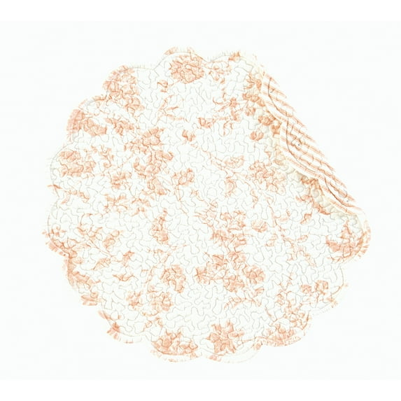 Brighton Pink Round Cotton Scalloped Quilted Placemats Set of 4, 17"