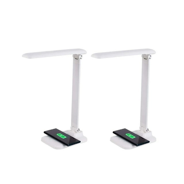Brilli 15"H LED Desk Lamp (Set of 2) Matte White Finish with Qi Wireless Charging