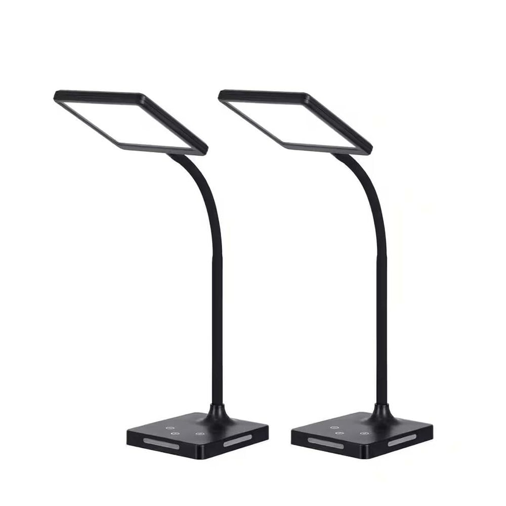 Brilli 21"H Charge Up Circadian LED Desk Lamp (Set of 2), Black Finish with Touch Switch, Night Light on Base