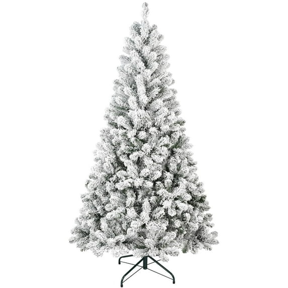 SUGIFT 6ft Snow Flocked Christmas Tree Unlit Holiday Decor