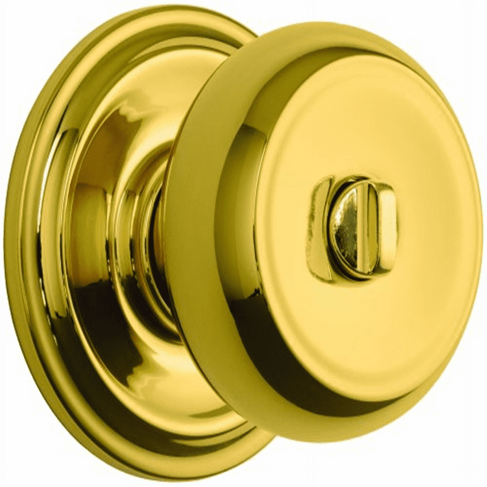 Brinks Home Security Push Pull Rotate Door Locks 23021-105 Stafford Style Interior Locking Door Knob, Polished Brass