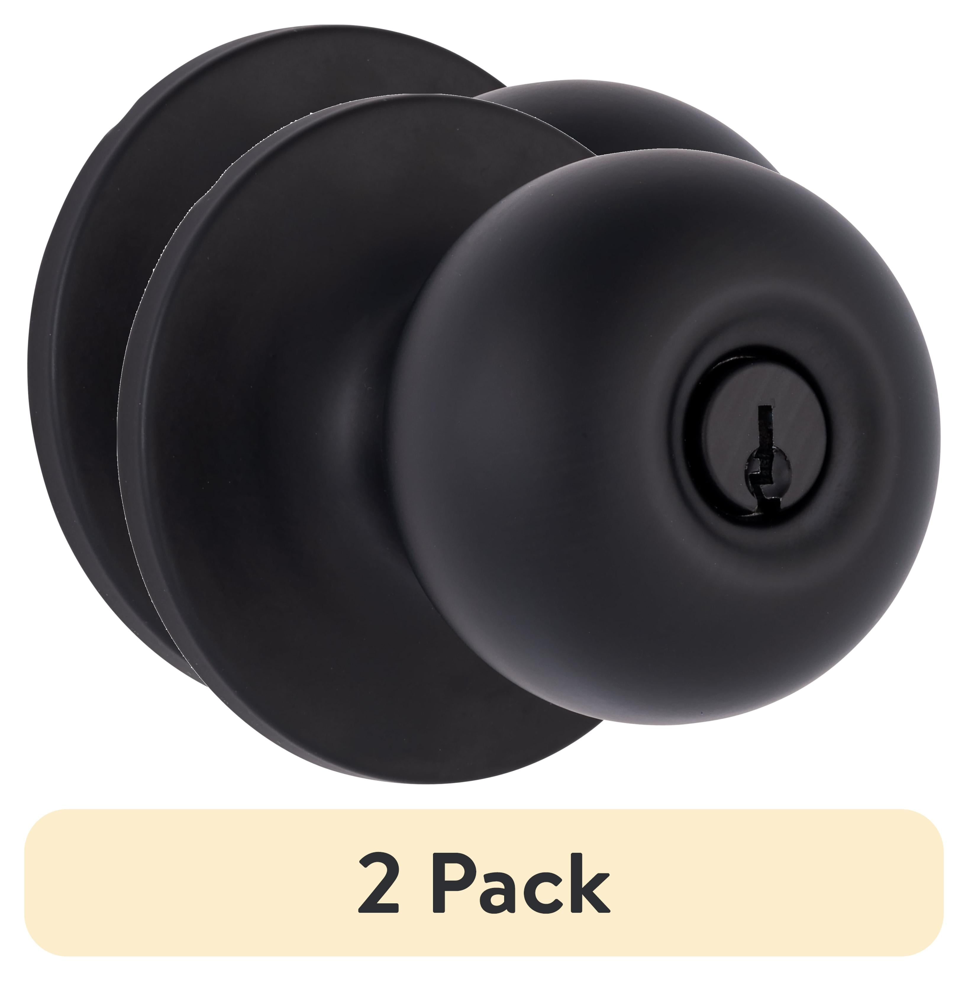 Brinks Keyed Entry Classic Ball Style Doorknob, Matte Black Finish