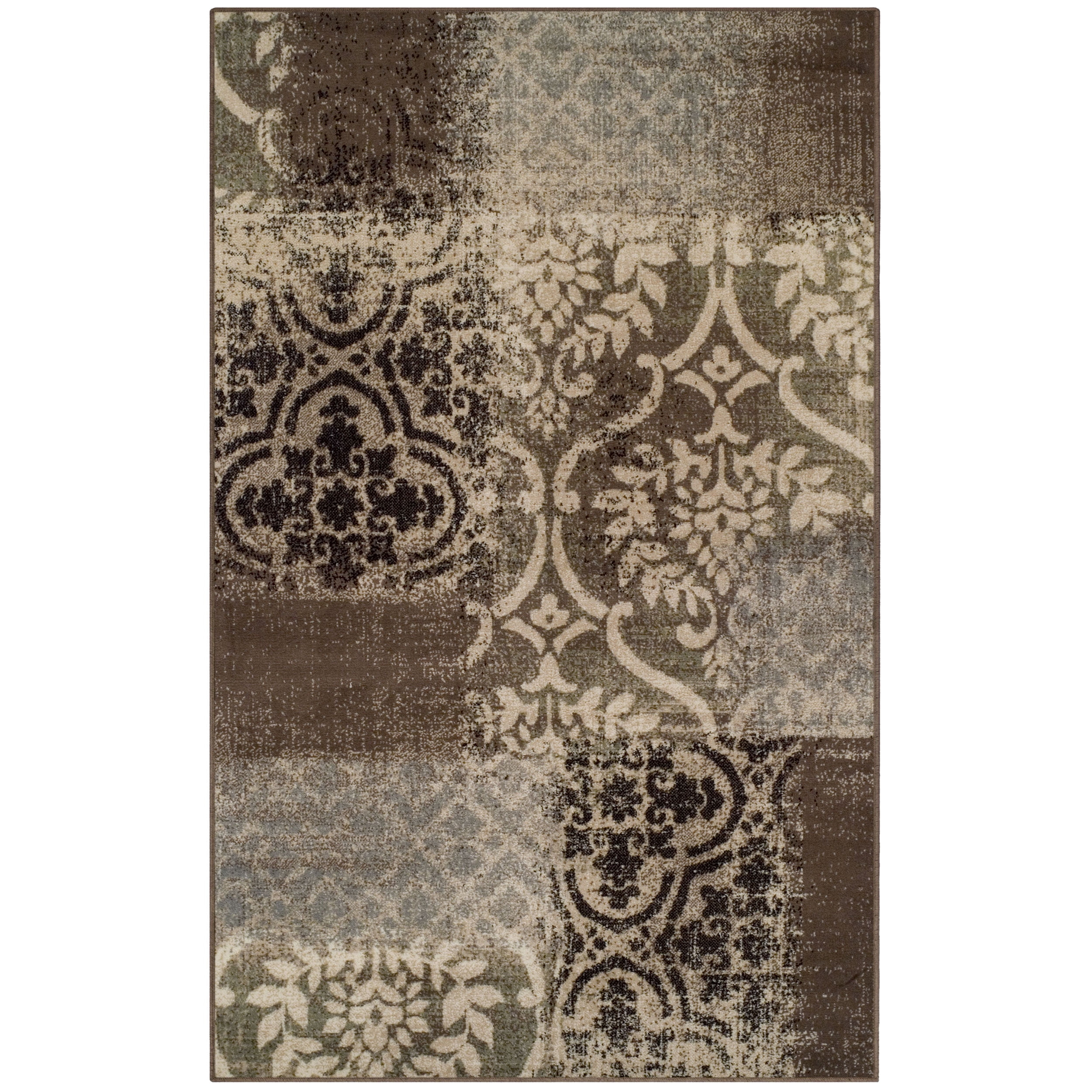 Bristol Abstract Damask Indoor Area Rug by Blue Nile Nills - 8' x 10', Ivory-Light Blue