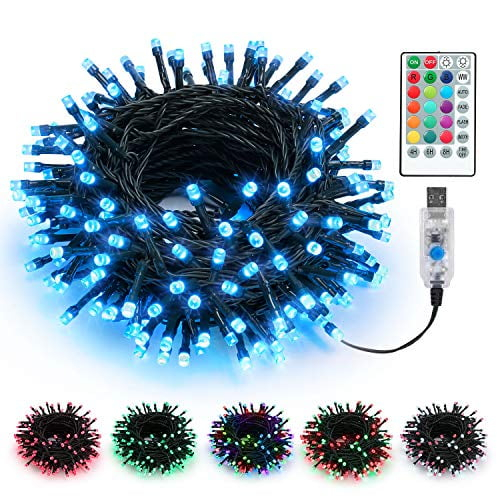 Brizlabs Rgb Xmas Tree Light, 33Ft 100 Led Color Changing Christmas Lights Unique Dual Color Usb Powered String Lights With Remote, Indoor Outdoor Twinkle Lights For Room Christmas Party Wedding Decor