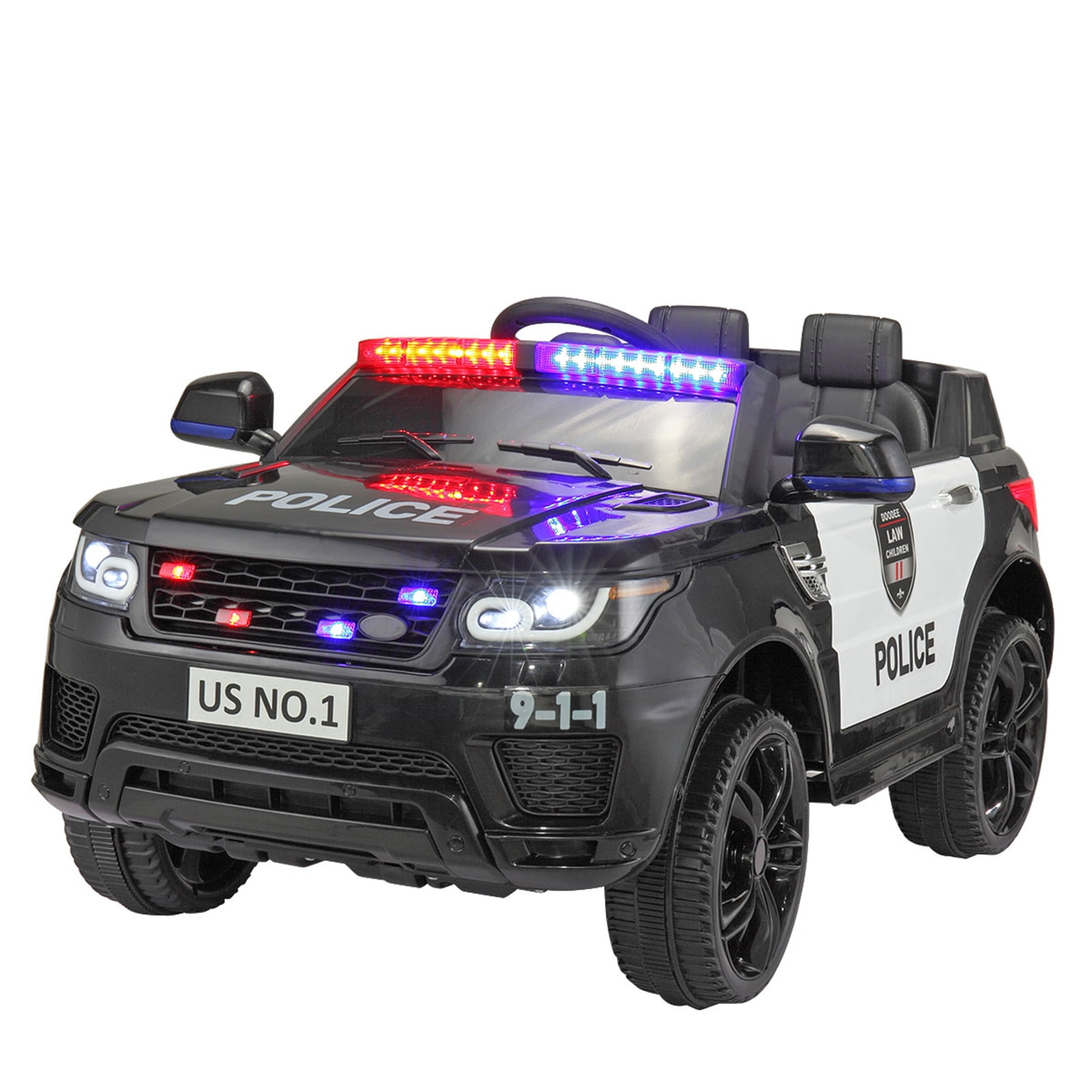 VIBESPARK 12V Ride on Police Car, Electric Car for Kids Battery Powered Ride-on Toys Cop Cars with Remote Control, Siren, Flashing Lights, Music, Bluetooth, Spring Suspension, Black