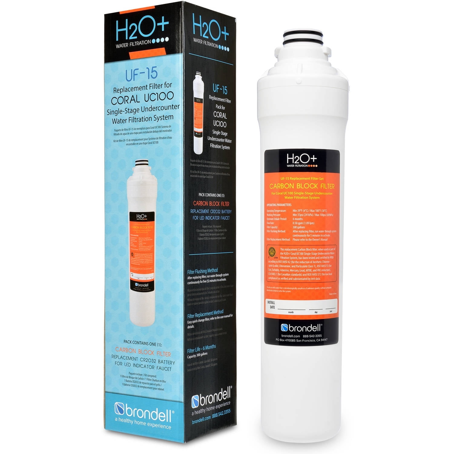Brondell H2O+ Coral Single-Stage Replacement Filter