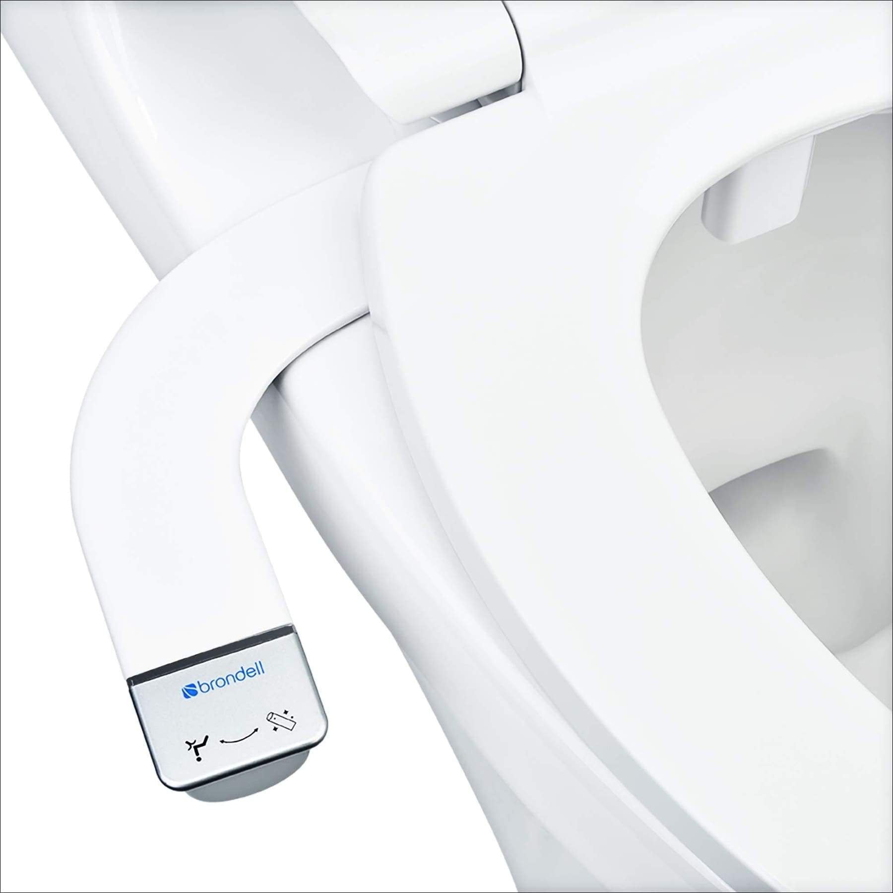 Brondell Bidet - Thinline SimpleSpa SS-150 Fresh Water Spray Non-Electric Bidet Toilet Attachment in White with Self Cleaning Nozzle