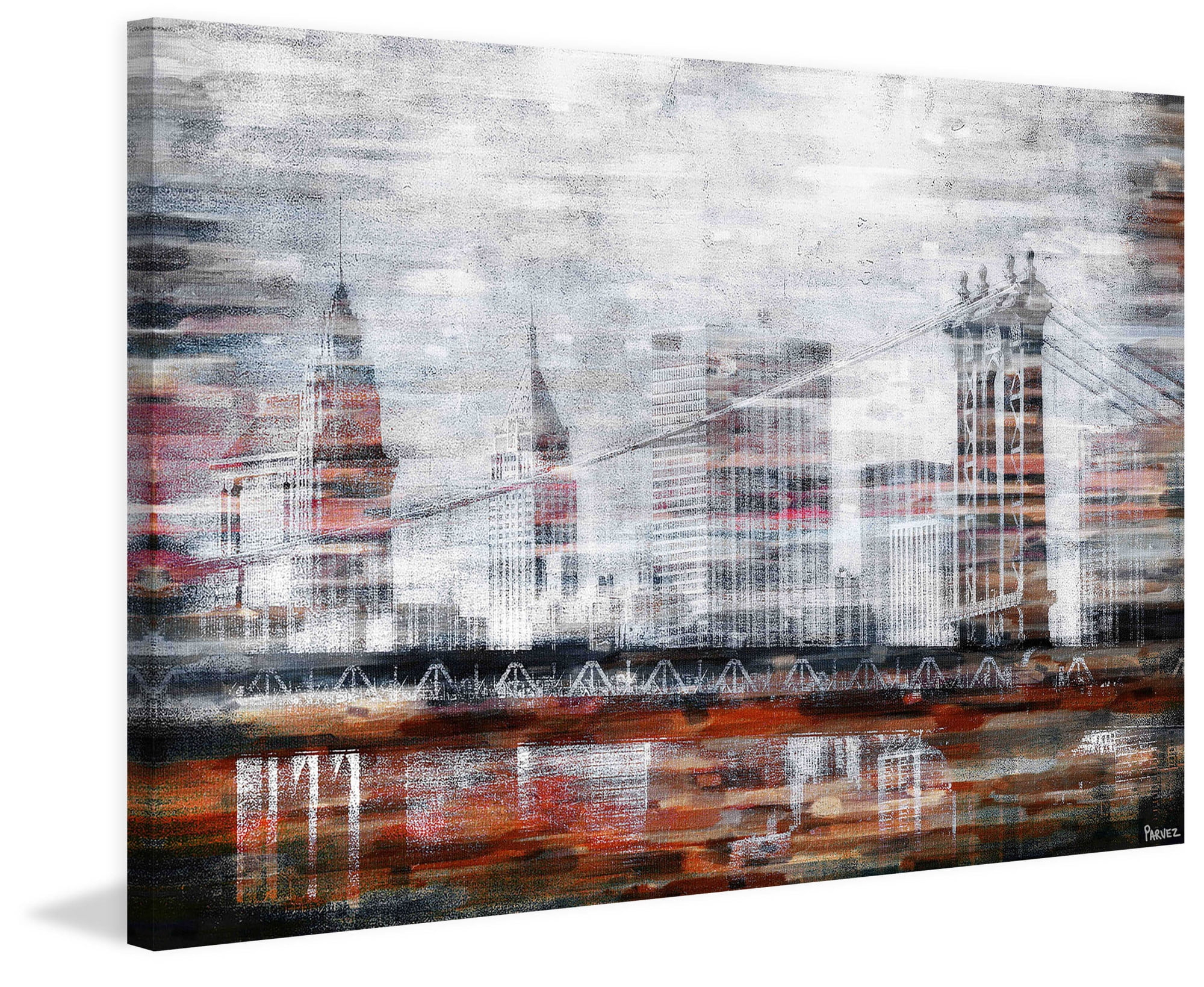 Brooklyn Bridge View by Parvez Taj Painting Print on Wrapped Canvas