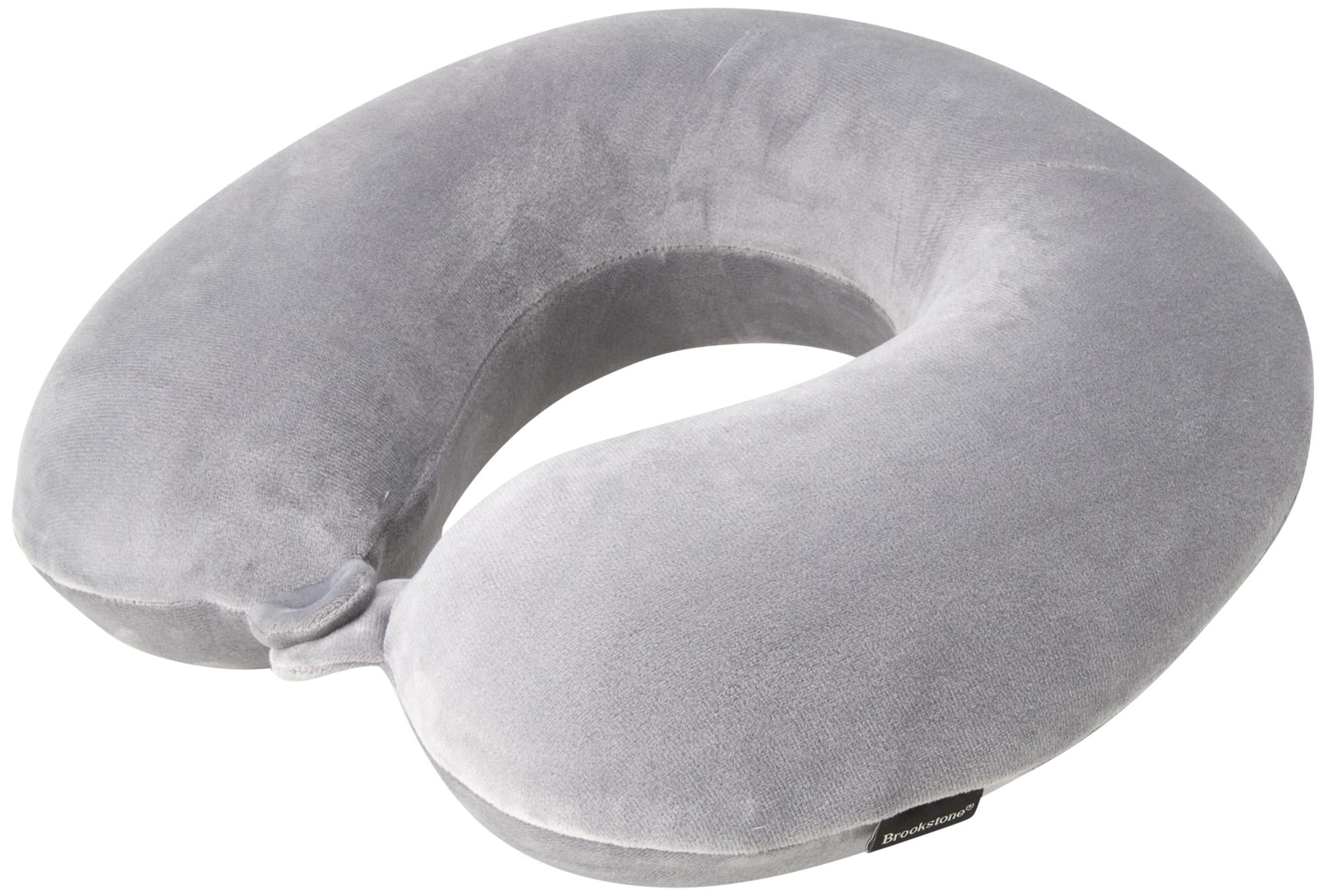 Brookstone Memory Foam Travel Neck Pillow for Vacations, Airplanes, Trains, Buses, and Cars