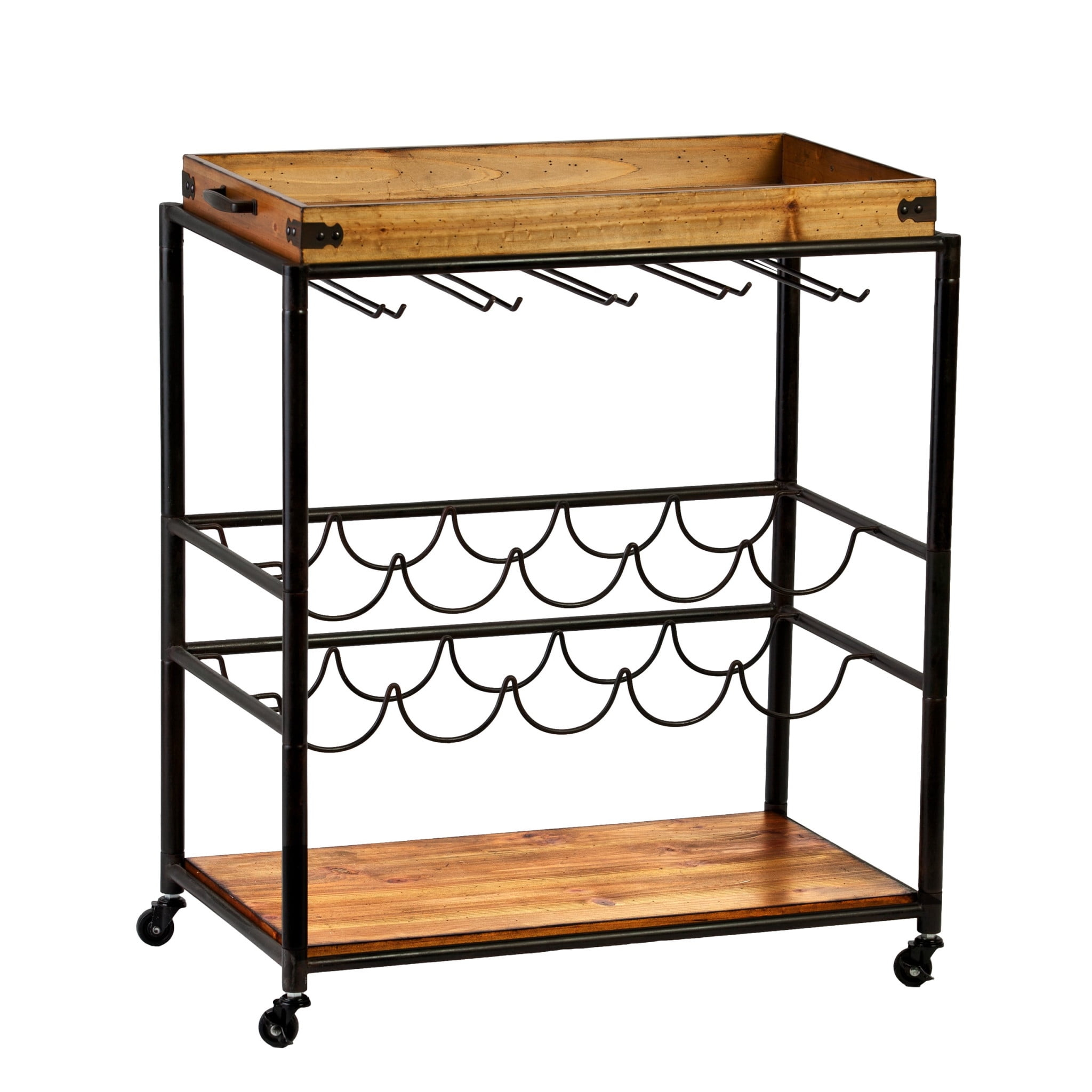 Southern Enterprises Mayson Bar Cart, Black/Natural