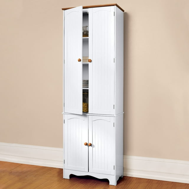 BrylaneHome Country Kitchen Tall Cabinet - White Honey