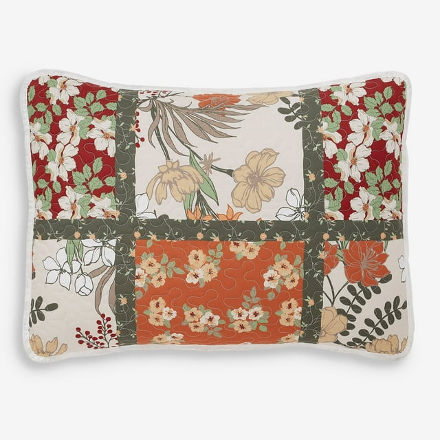 BrylaneHome Olivia Patchwork Standard Sham - Standard, Floral Multi