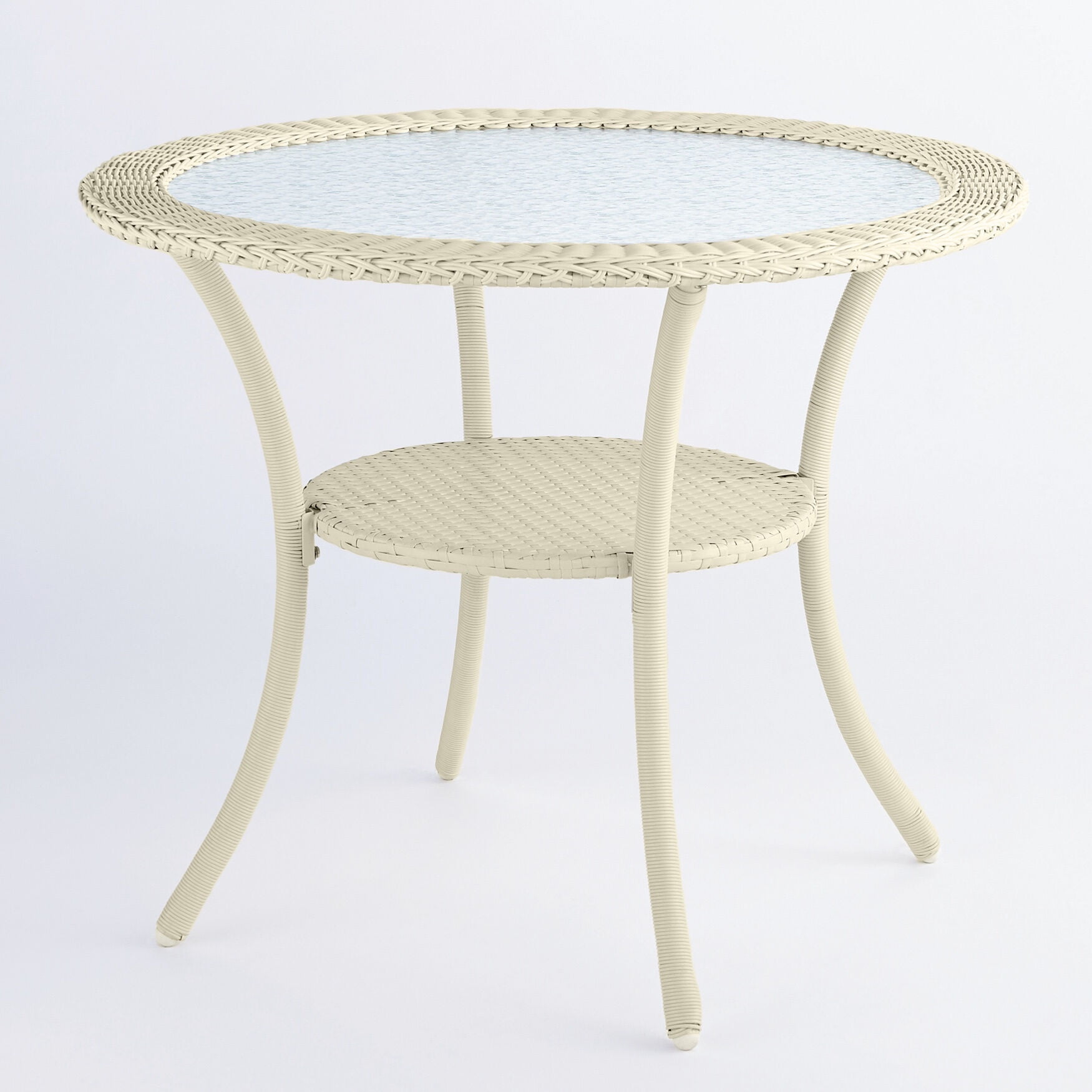 BrylaneHome Roma All-Weather Resin Wicker Bistro Table - White
