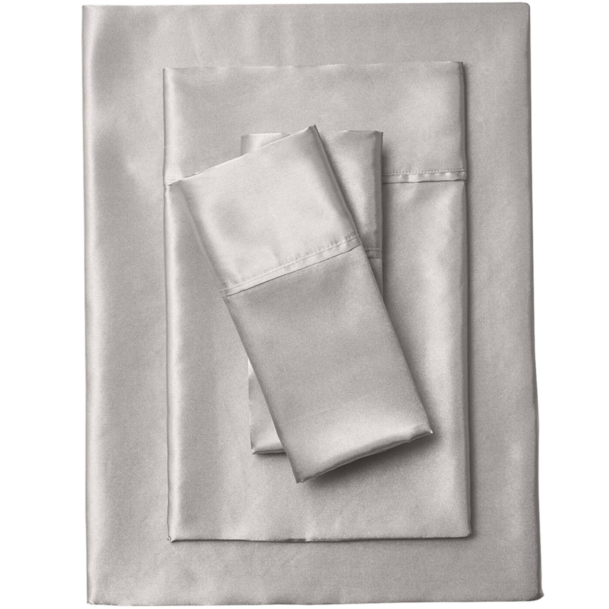 BrylaneHome Satin Bedtite; Sheet Set - Full, Silver