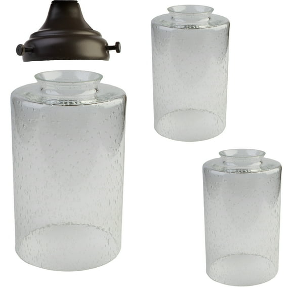 Bubble Seeded Glass Lamp Shade, LEDupdates 3 Packs Clear Cylinder for Light Fixture Glass Replacement