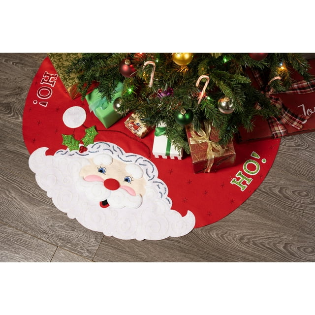 Bucilla Felt Tree Skirt Applique Kit 45" Round-Jolly Santa