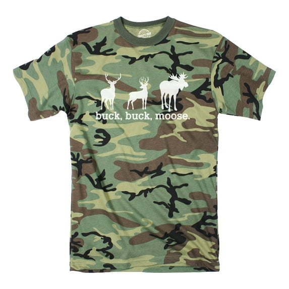 Buck Buck Moose Camo T Shirt Funny Deer Hunting Joke Tee for Guys Graphic Tees